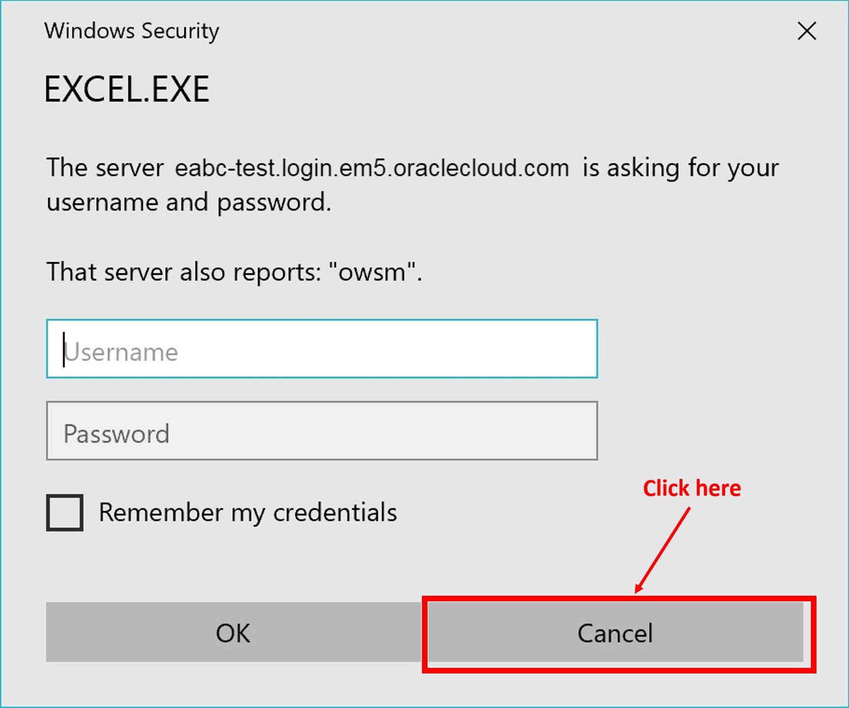 Window Pop Up - Simplified Loader Excel for Oracle Fusion Cloud ERP